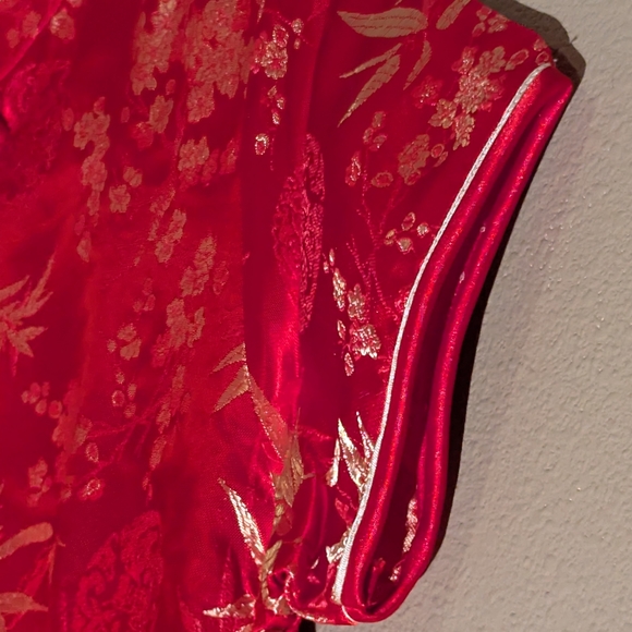 Red Embellished Maxi Dress with Mock Neck - Picture 6 of 16